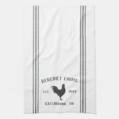 Linge De Cuisine Rustic Grey & White Nom et ville de la ferme perso (Vertical)