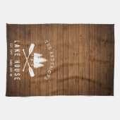 Linge De Cuisine Rustic Lake House Bateau Arbres Bois Imprimer (Horizontal)