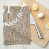 Linge De Cuisine Rustic Laurel Wreath Farmhouse Style Monogramme (Quart Plié)