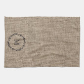 Linge De Cuisine Rustic Laurel Wreath Farmhouse Style Monogramme (Horizontal)