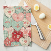 Linge De Cuisine Rustic Patchwork Hearts Picnic Pattern (2) (Quart Plié)