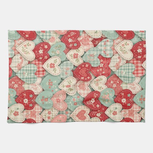 Linge De Cuisine Rustic Patchwork Hearts Picnic Pattern (2) (Horizontal)