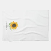 Linge De Cuisine Rustic Sunflower Personalized Name Script (Horizontal)
