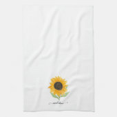 Linge De Cuisine Rustic Sunflower Personalized Name Script (Vertical)