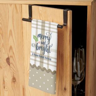 Linge De Cuisine Rustique à carreaux Joyeux et lumineux Noël