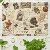 Linge De Cuisine Rustique Automne Ephemera Collage | Terre chaude (Plié)