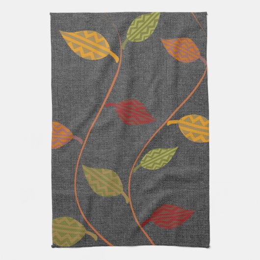 Linge De Cuisine Rustique Bright Deep Fall Feuilles Motif (Vertical)