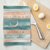 Linge De Cuisine Rustique Céleste Rayure Lune Soleil Terestre (9) (Quart Plié)