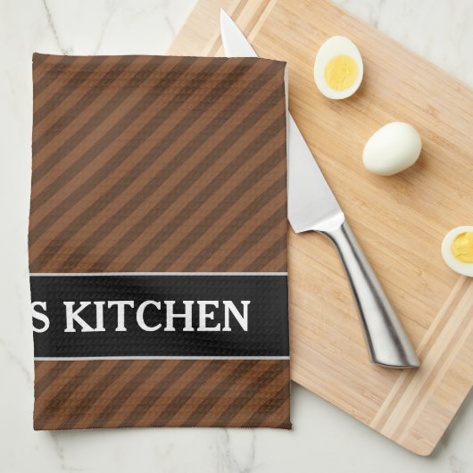 Linge De Cuisine Rustique-Comme le brun foncé et les rayures plus (Quart Plié)