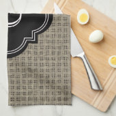 Linge De Cuisine Rustique Country Burlap Look, Étiquette Monogramme (Quart Plié)