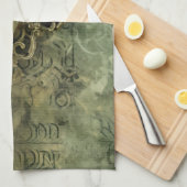 Linge De Cuisine Rustique Émeraude Vert Antique Steampunk (Quart Plié)
