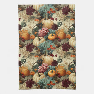 Linge De Cuisine Rustique Ferme Maison de Citrouille Orange Floral