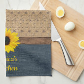 Linge De Cuisine Rustique Pays Simulé Burlap Denim Tournesol (Quart Plié)