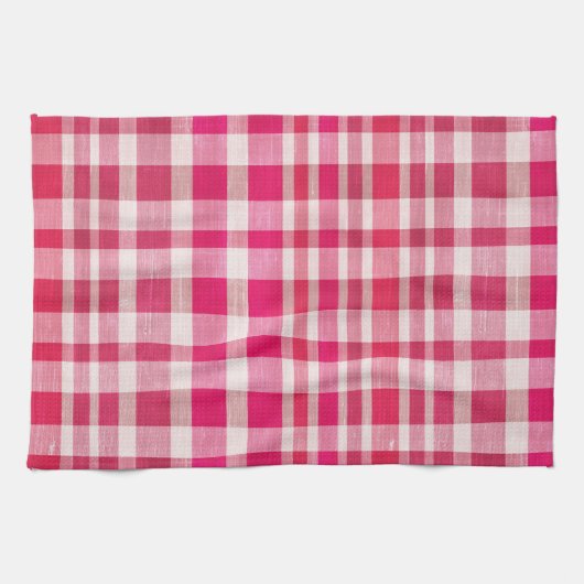 Linge De Cuisine Rustique rose rétro, texturé Plaid (Horizontal)