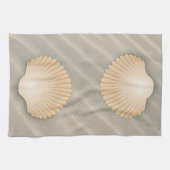 Linge De Cuisine Sable De Plage Côtier Et Coquillage De Tan (Horizontal)