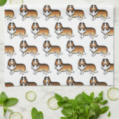 Linge De Cuisine Sable Rough Collie Joli Motif de dessin (Plié)