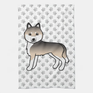 Linge De Cuisine Sable Siberian Husky Chien de Dessin Animé Mignon