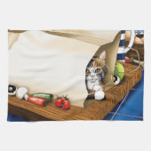 Linge De Cuisine Sac en papier d'épicerie Chat Ktichen bleu (Horizontal)