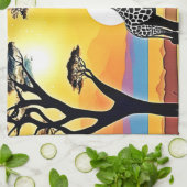 Linge De Cuisine Safari Sunset: Giraffe's Embrace (Plié)