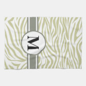 Linge De Cuisine Safari vert Zebra avec monogramme (Horizontal)