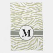 Linge De Cuisine Safari vert Zebra avec monogramme (Vertical)