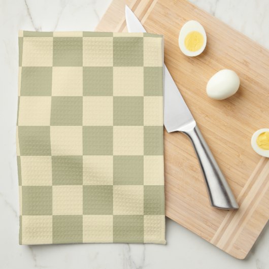 Linge De Cuisine Sage Checkerboard (Quart Plié)