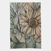 Linge De Cuisine Sage floral Boho Abstrait et beige (Vertical)