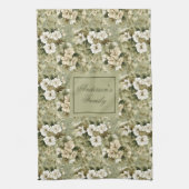 Linge De Cuisine Sage Green Chic Decor Personalized Floral Towel  (Vertical)