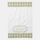 Linge De Cuisine Sage Green Country Plaid Pattern monogram (Vertical)