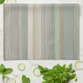 Linge De Cuisine Sage Green Dusty Blue Taupe Grey Farmhouse Stripe (Plié)