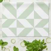 Linge De Cuisine Sage Green Geometric Deco Cube Pattern (Plié)