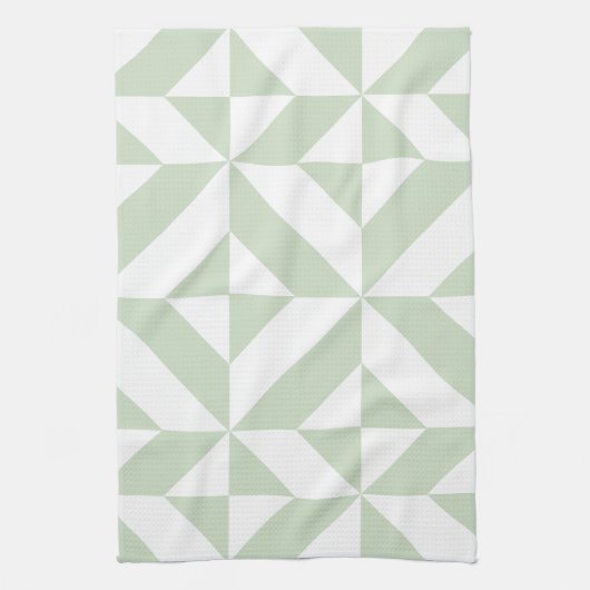 Linge De Cuisine Sage Green Geometric Deco Cube Pattern (Vertical)
