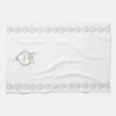 Linge De Cuisine Sage Green Irish Celtic Swan Love Knot Nom de fami (Horizontal)