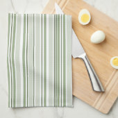 Linge De Cuisine Sage Green (Light, Medium, Dark) and White Stripes (Quart Plié)