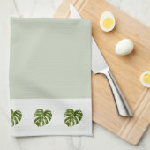 Linge De Cuisine Sage Green Monstera Botanical Decor Minimal Art (Quart Plié)