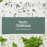 Linge De Cuisine Sage moderne élégante aquarelle botanique rustique<br><div class="desc">Sage vert moderne élégant rustique aquarelle séché botanique floral teintes muet de Noël design.</div>