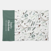 Linge De Cuisine Sage moderne élégante aquarelle botanique rustique (Horizontal)