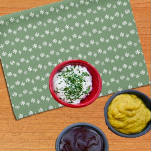 Linge De Cuisine Sage rustique Pneus verts et blancs