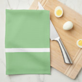 Linge De Cuisine Sage Vert Avec Bande Blanche (Quart Plié)