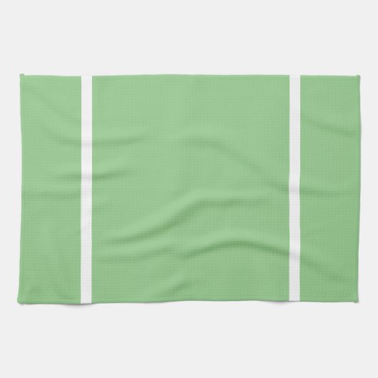 Linge De Cuisine Sage Vert Avec Bande Blanche (Horizontal)