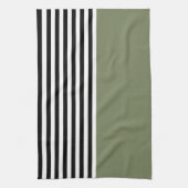 Linge De Cuisine Sage vert avec bandes noires et blanches (Vertical)