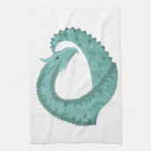 Linge De Cuisine Sage vert coeur dragon sur blanc (Vertical)