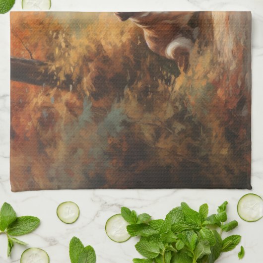 Linge De Cuisine Saint Bernard en automne Feuilles Automne automne  (Plié)