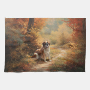 Linge De Cuisine Saint Bernard en automne Feuilles Automne automne 