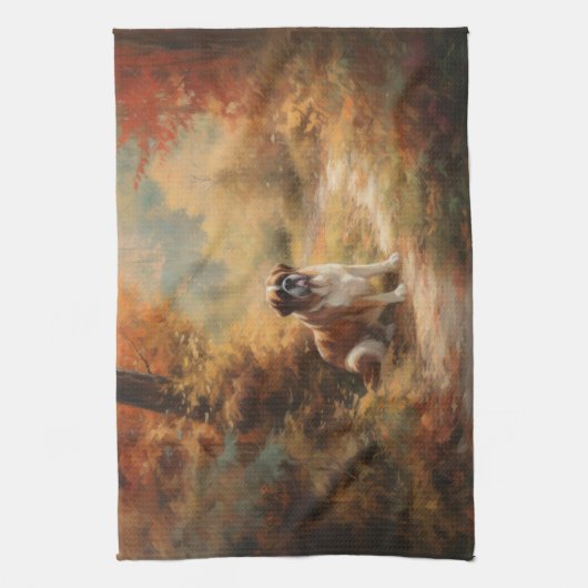 Linge De Cuisine Saint Bernard en automne Feuilles Automne automne  (Vertical)