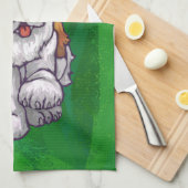 Linge De Cuisine Saint Bernard mignonne à Santa Chapeau sur Vert (Quart Plié)