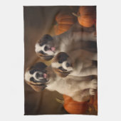 Linge De Cuisine Saint Bernard Puppy Automne Citrouille (Vertical)
