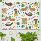 Linge De Cuisine Saint Patrick's Day Dachshund Chiens chanceux (Plié)