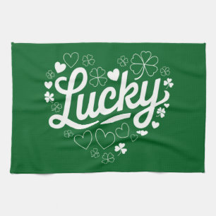 Linge De Cuisine Saint Patrick's Day Heart Lucky Clover Shamrock