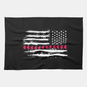 Linge De Cuisine Saint-Valentin Cœurs Rouges Drapeau Américain US P